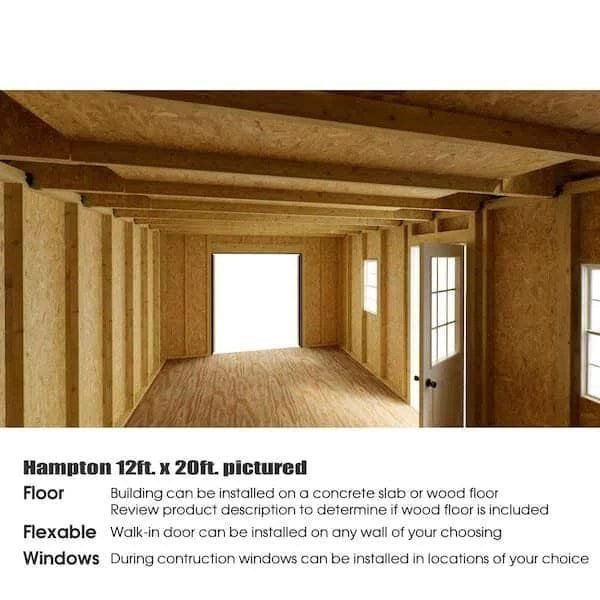 Hampton 12 ft. W x 16 ft. D Wood Storage Shed Kit with Floor (192 Sq. ft.) Installtion Included image 2