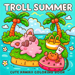 Troll Summer Kawaii Coloring Book For Adult Tropical Island Palm Holiday Beach Scenes Anti Anxiety Stress Relief Drawing Book - Thumbnail 2
