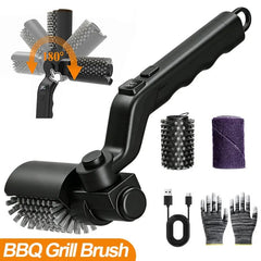 Electric 3-Speed BBQ Grill Cleaning Brush (180° Head) - Thumbnail 2