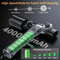 Electric 3-Speed BBQ Grill Cleaning Brush (180° Head) - Thumbnail 4